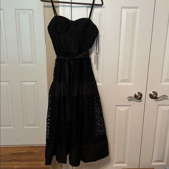 Aqua Dresses & Skirts - Aqua Black Lace Midi Dress. NWT a little 
Too small for me.   Eyelet detail